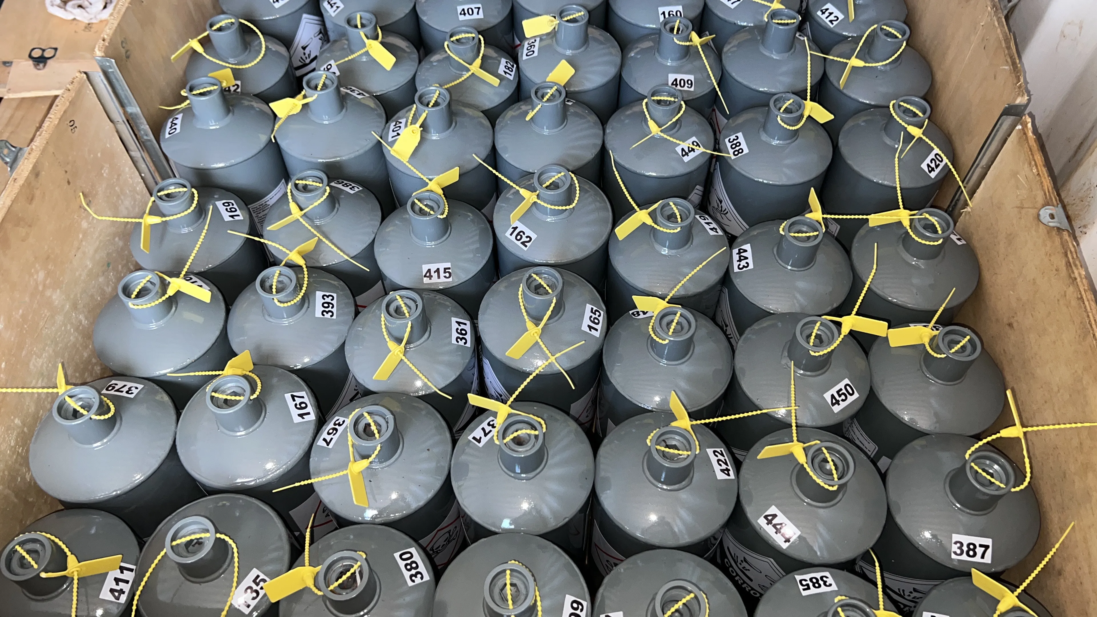 Bulk supply photograph of Silver Liquid Mercury packaged for export from Bangkok by UE Chemicals